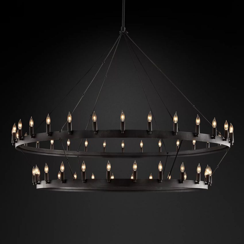 Vintage Candelabra Two-Tier Round Chandelier