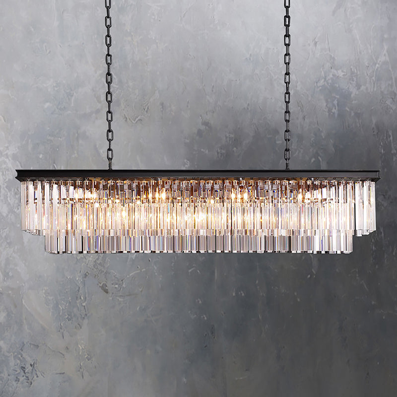 Modern Rectangular K9 Crystal Chandelier