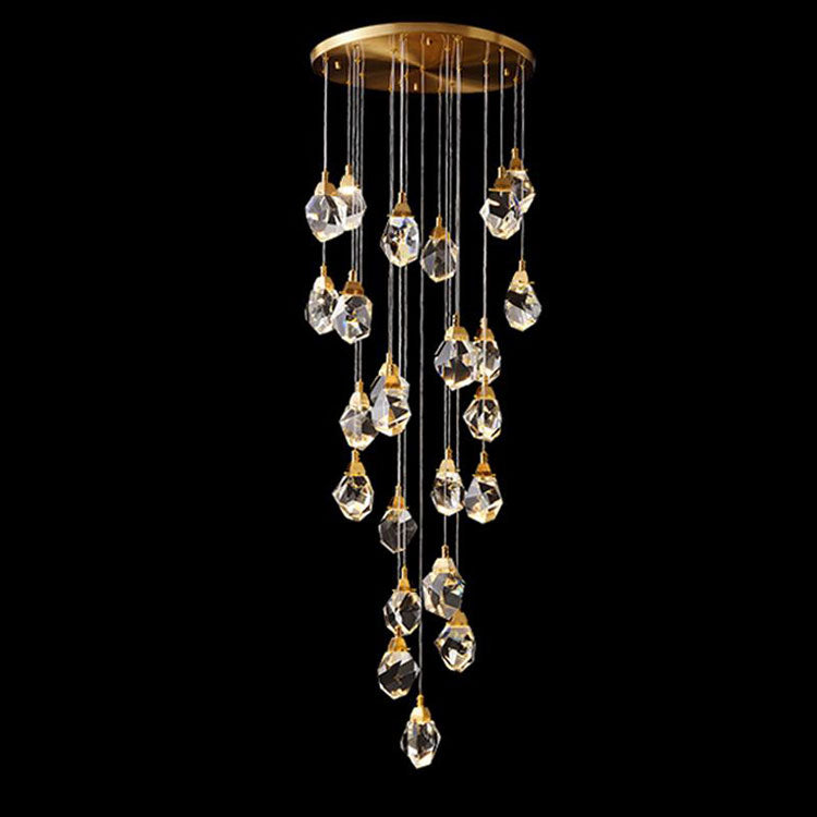 Aurelia Faceted Crystal Prisms  Staircase Loft Chandeliers