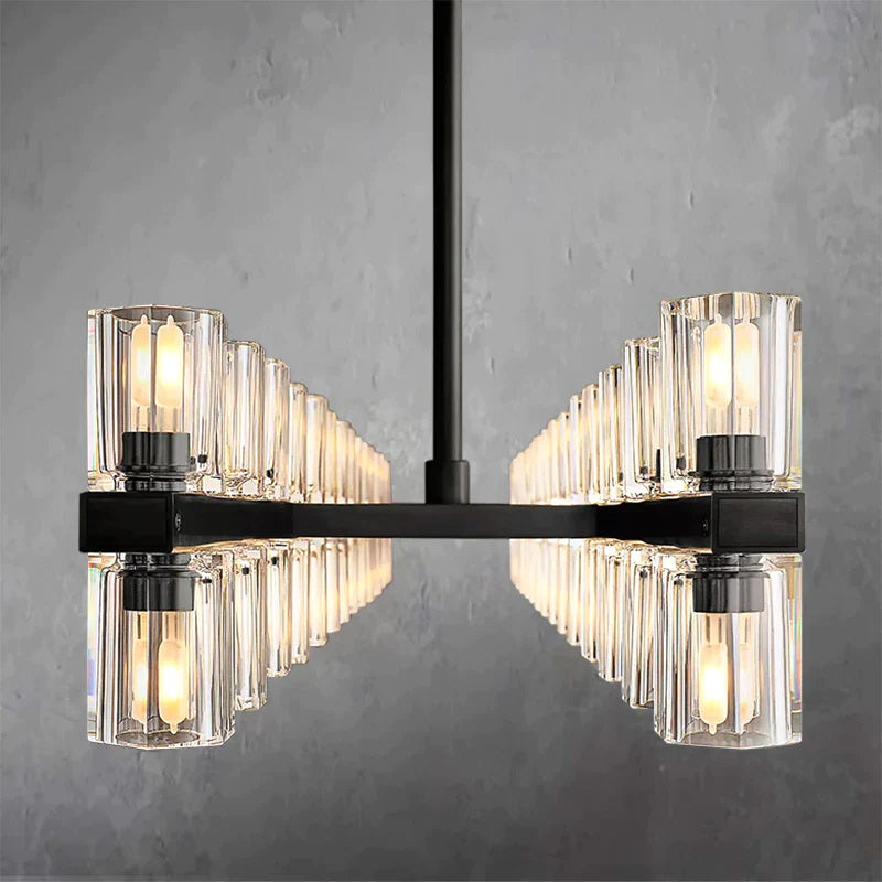 Industrial Rectangular Crystal Chandelier