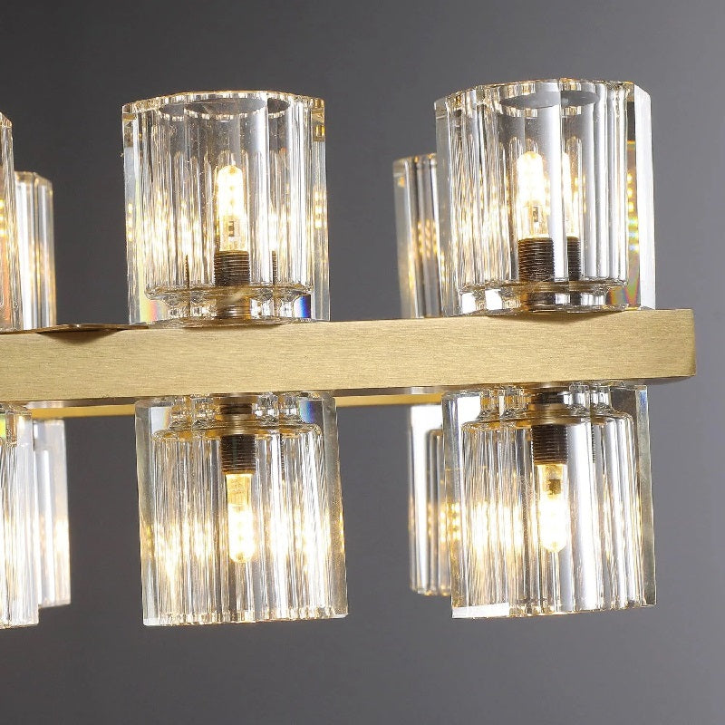 Industrial Rectangular Crystal Chandelier
