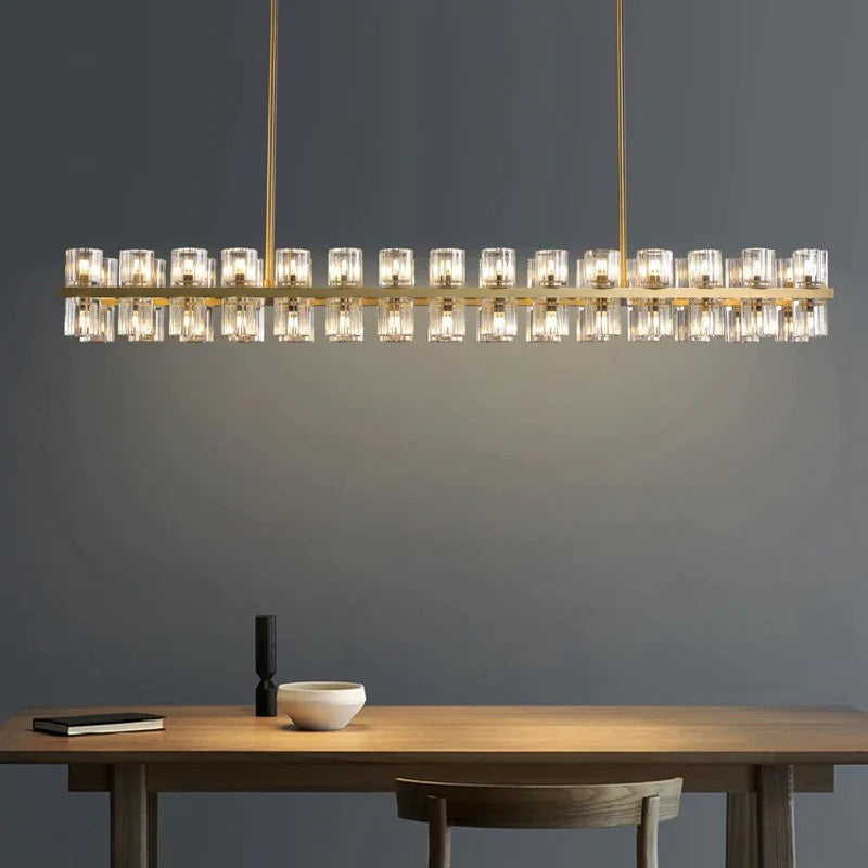 Industrial Rectangular Crystal Chandelier