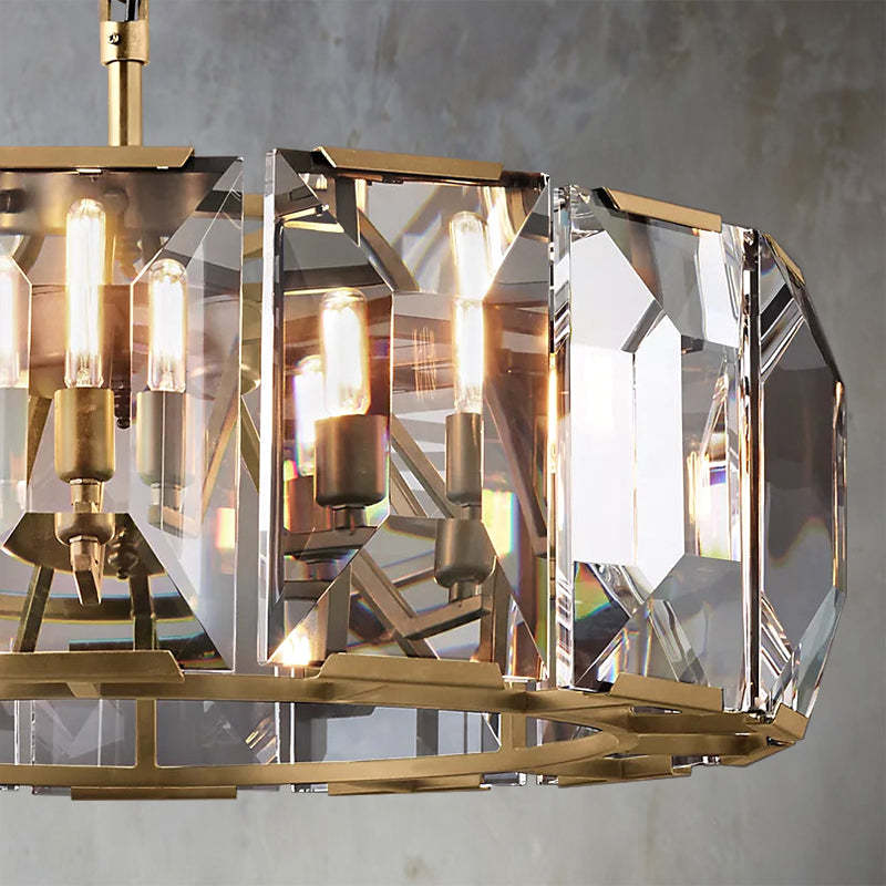 Faceted Crystal Glass Round Chandelier D22