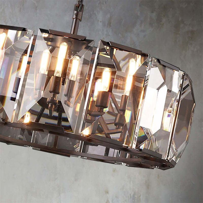 Faceted Crystal Glass Round Chandelier D22