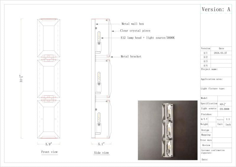Customized Faceted Crystal Wall Sconce