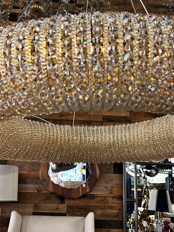 Luxury Crystal Halo Amber Round Chandeliers