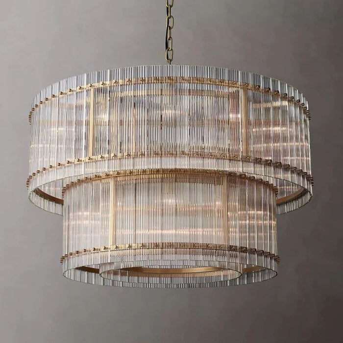 Marcia Glass TWO-TIER Round Chandelier D48