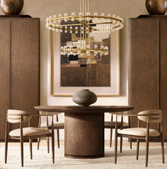Industrial Round Two-Tier-Crystal Chandelier