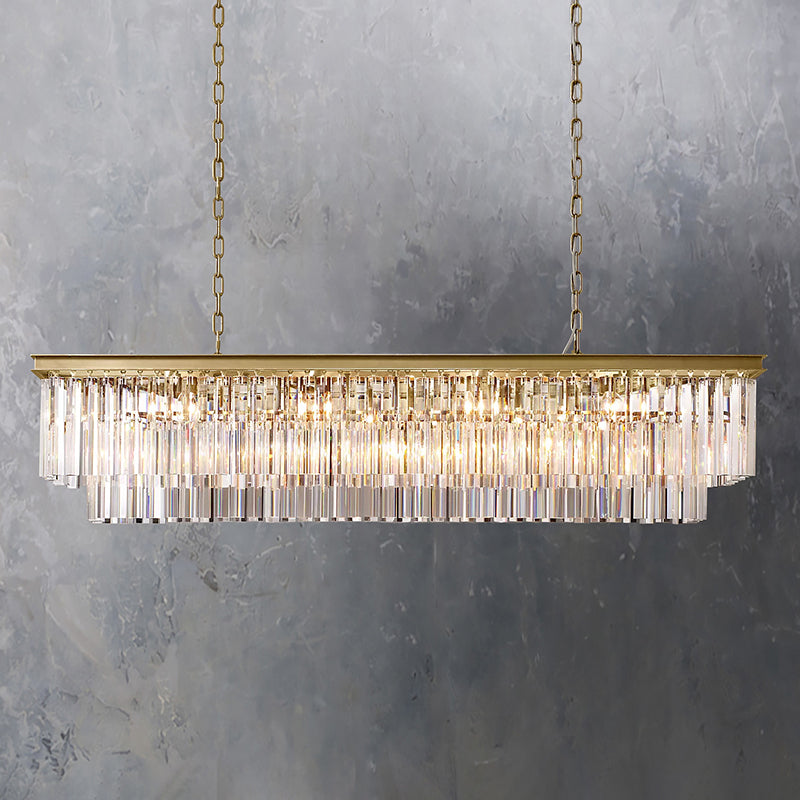 Modern Rectangular K9 Crystal Chandelier