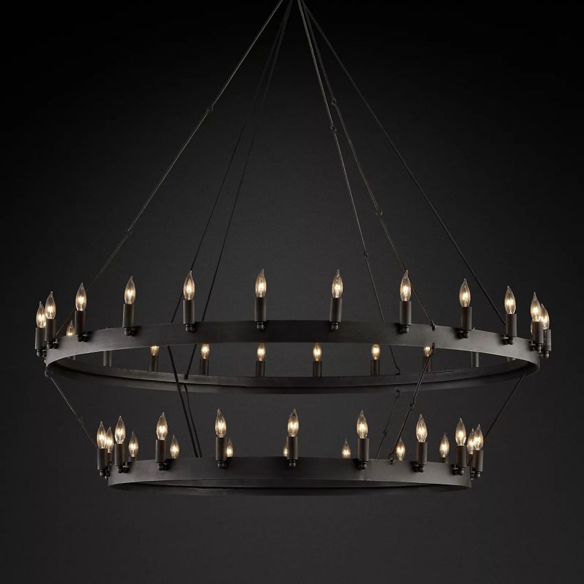 Vintage Candelabra Two-Tier Round Chandelier