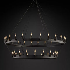 Vintage Candelabra Two-Tier Round Chandelier