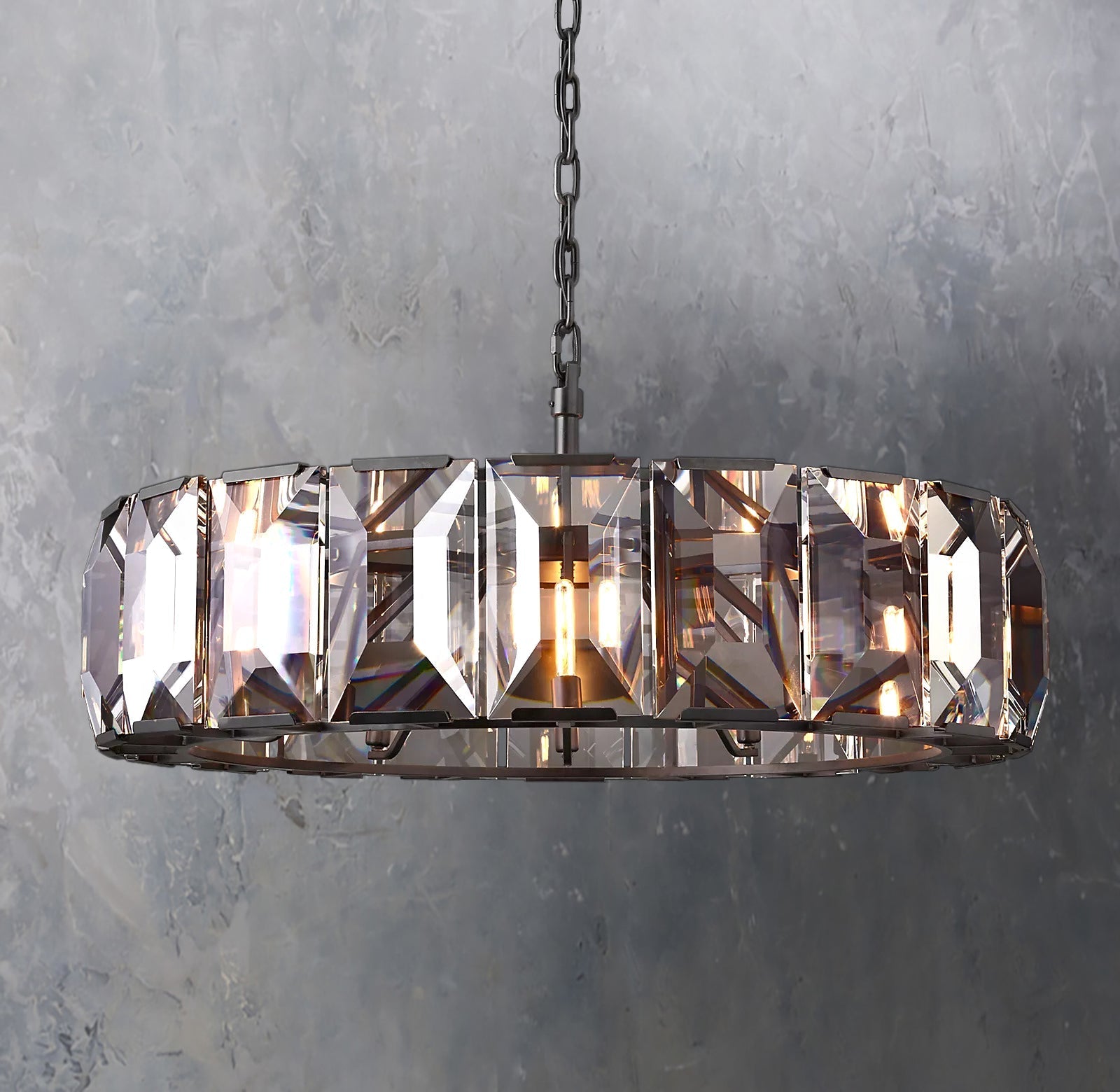 Faceted Crystal Glass Round Chandelier D43