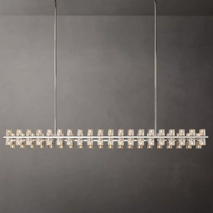 Industrial Rectangular Crystal Chandelier